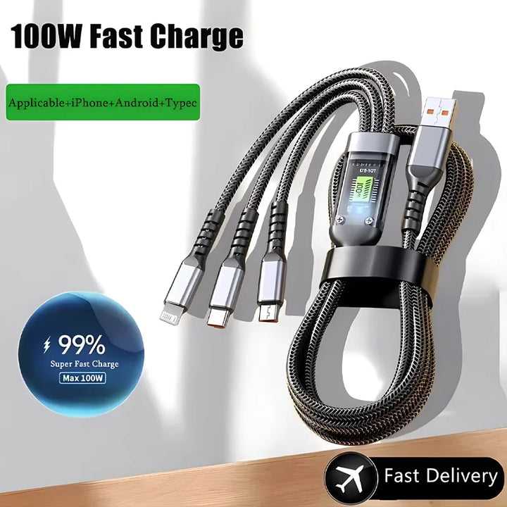 Super Fast Charging 3-in-1 Data Cable